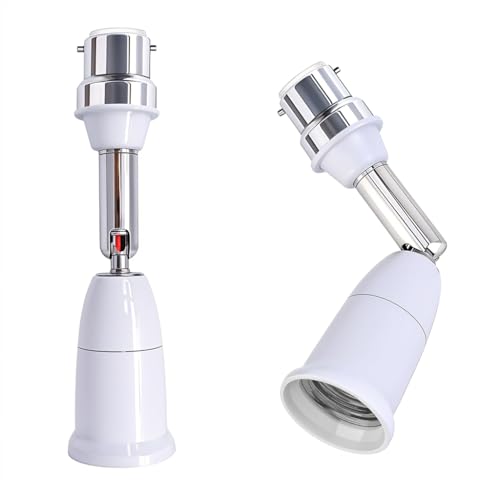 Image of ELEPHANTBOAT 2 Pcs B22 to E27 Light Socket Converter Extender, Flexible 360 Rotatable Adapter for B22 to E27 Bulb, Bulb Lamp Holder Extender Holder Socket Fit for LED, CFL
