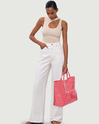 Image of Lushandy PVC Tote Bag for Women Jelly Beach Bag Top Handle Hobo Handbag | Water-Resistant, Wipe Clean, Lightweight