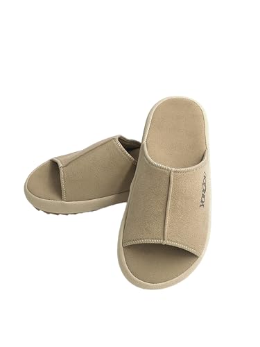 ComfortStep Chamois Leather Open-Toe Slides with Natural Mugwort Foam – Indoor/Outdoor Garden & Walking Sandals for Women & Men – Trendy & Supportive Footwear
