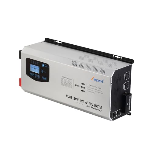 Ampinvt 6000W Peak 18000W Pure sine Wave Inverter 48V DC to 120V 240V AC Split Phase Output, with ac Battery Charger, Low Frequency Off Grid Power System, for Sealed Gel Agm Flooded Lithium Battery