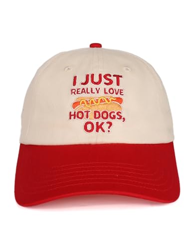 InnoBeta Funny Hotdogs Gifts Cap for Men Women Adjustable Embroidered Hat Gifts for Birthday Christmas - Red