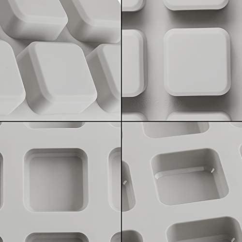 2 Pack Silicone Soap Molds 9 Cavities Square Soap Mold DIY Handmade Silicone Baking Mold Cake Pan for Soap Making, Ice Making, Pudding, Muffin, Loaf, Brownie, Cornbread and More (Gray)