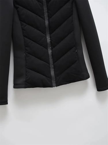 Women's Jackets Cropped Patchwork Hooded Warm Coat Long Sleeve Zipper Female Outerwear Tops3