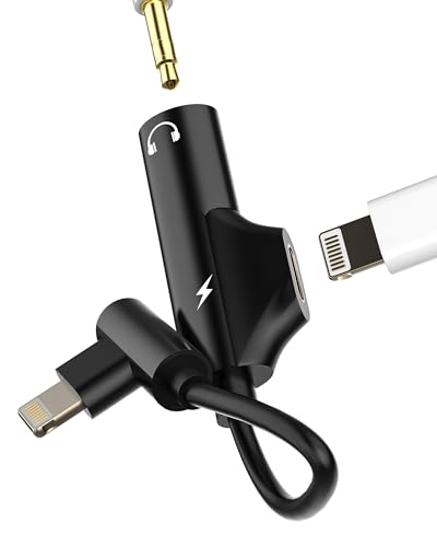 Lightning a Jack 3.5mm Adattatore Cavo Aux 2in1 per iPhone Sdoppiatore Ricarica Cuffie Audio Caricatore Accessori per Apple iPad Auricolari Headphone Cavetto Spinotto Prolunga Splitter Dongle ip-QX