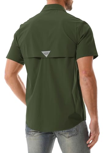 Zyvrenix Men's Short Sleeve Button Down Shirts with Pocket Army Green L - image 4