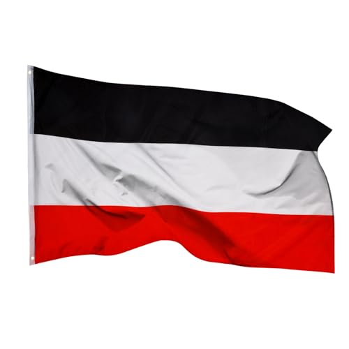 PHENO FLAGS Deutsches Kaiserreich Flagge, 90x150cm - Wetterfeste schwarz weiß rote Flagge mit Doppelnaht und Metallösen, Deutschland 1870-1919