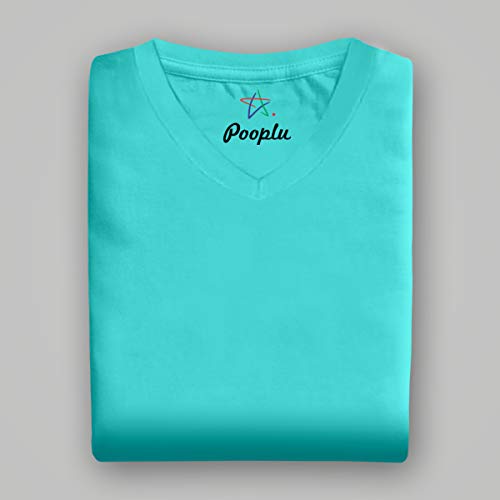 Image of Pooplu Women's Regular Fit Premium Plain 100% Cotton V Neck Half Sleeves, Casual Plain Pootlu Tees and Tshirts.