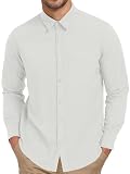 TUREFACE Men's Dress Shirts with Chest Pockets Regular Fit Casual Business Basic Style Untucked Spring Fall Clothes White XL