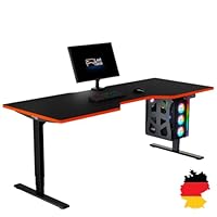 LeetDesk Gaming Tisch Darkwood - Elektrisch Höhenverstellbar 160x80cm, Ergonomischer Schreibtisch