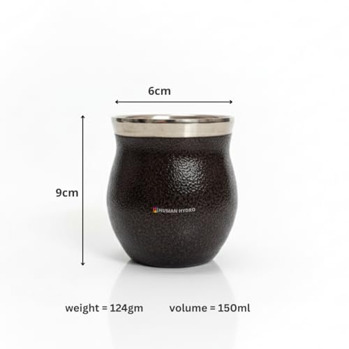 Image of Human Hydro Stainless Steel Coffee Mugs Set of 6 - 150 ml Each | Premium Kulhad Cups with Dark Brown Textured Finish | Rust-Free, Durable & Spill-Proof Tea & Coffee Cups