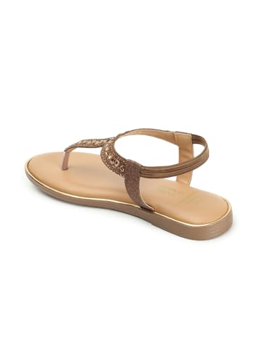 Image of Carlton London women's Adjustable Ankle Strap Embellished T-Strap Sandals