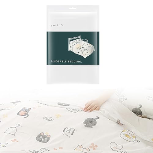 SRJQXH Einweg Bettlaken 210×230 cm Betttuch Reine Baumwolle mit Weißem Aufdruck Reise Bettwäsche, Leicht Tragbar für Hotels, Reisen und Camping