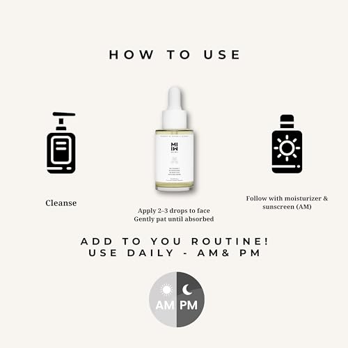 Image of MIWI 10% Vitamin C serum for oily skin with 5% Niacinamide, 2% Kojic Acid & Rice Water | Brightening & Pigmentation Serum for Glowing Skin | Unisex Serum | Korean Skincare Inspired | 30 ml