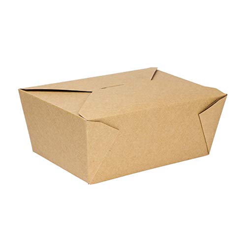 Karat Paper To Go Boxes [110 oz - 160 ct] Leak-Resistant, Microwavable, Heavy-Duty Take Out Boxes | Grease Resistant & Stackable | #4 Kraft Brown