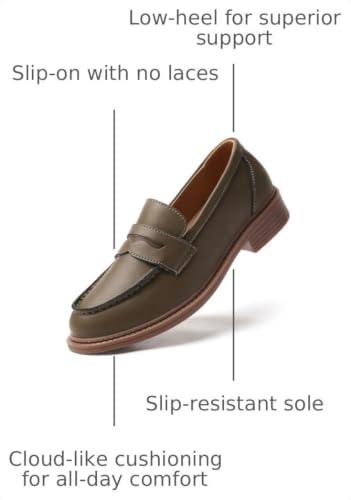 Image of Penny Loafers for Women Non Slip Work Shoes for Women's Loafers & Slip-Ons Ladies Business Casual Shoes Driving Flats