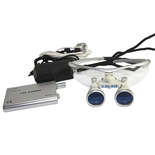 Dental Lupenbrille Kopflupe Brillenlupe 3.5x420mm LED Scheinwerfer Vergrößerungsglas + Headlight