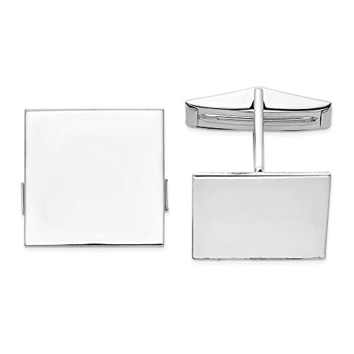 Mancuernillas cuadradas sólidas de oro blanco 14K 17 mm