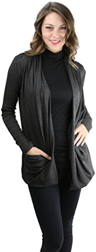 Image of ToBeInStyle Women's Long Sleeve Rib Banded Open Sweater Cardigan