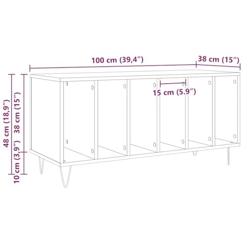 Mueble para discos de vinilo de roble con 6 estantes Artisan 3