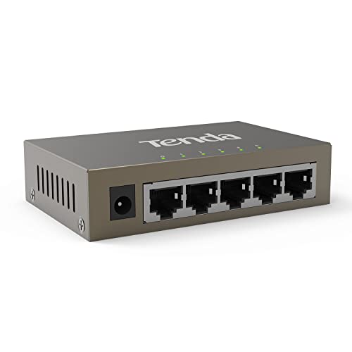 Tenda Switch Ethernet 5 Ports Gigabit 10/100/1000 Mbps, Switch RJ45 de Réseau Domestique, Switch Gigabit de Bureau, Plug & Play, Aucune Configuration Requise, Cadre Métallique (TEG1005D)