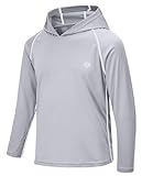 AODULO Youth Sun Shirt UPF50 Rash Guard Quick Dry Long Sleeve Hoodie T Shirts Thumbholes Active Workout Running Playing Grey