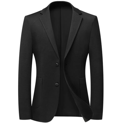 Men's Spring Fall Wool Solid Color Business Casual Two Button Slim Fit Suit Jacket