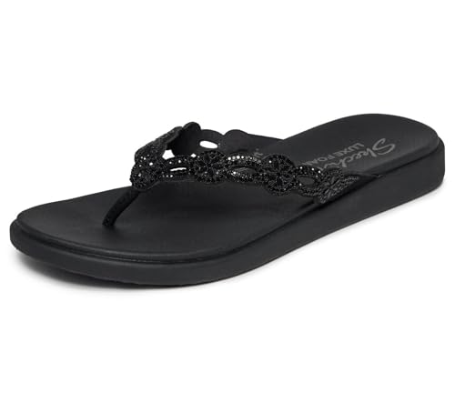 Skechers Womens Meditation Luxe - Rhinestone Laser Cut Trainers Black 6 UK