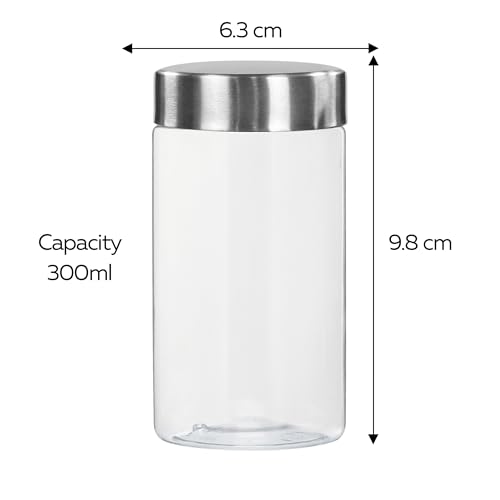 Image of PEARLPET Plus Range Plastic Storage Jars & Containers For Kitchen |Stackable |Air Tight| Steel Cap Jar, Food Grade | Bpa-Free |3 pieces of 300 Ml
