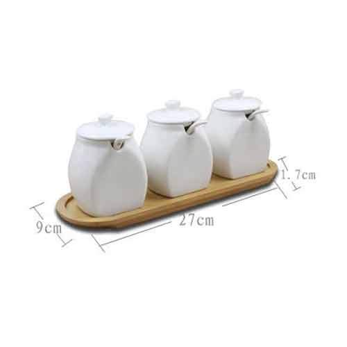 Pots à épices en verre, Pots à épices avec étiquette Ensemble de pots d'assaisonnement en céramique marbrée créative japonaise, boîte d'assaisonnement de cuisine, plateau en bois, couvercle en bois, h
