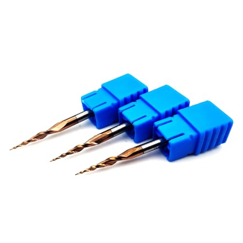 Image of HRC55 2Flutes Tungsten Solid Carbide Tapered Ball Nose Carving End Mill 1 /8 inch inches Shank 2D 3D Woodworking Tool CNC Router Bits CNC end Mill with TiAIN (4pcs, Radius=0.25mm)