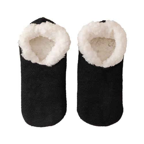 Womens Soft Sole Slipper Socks Thick Cozy Sherpa Lined Home Socks Knitted Non-slip Winter House Bedroom Slippers