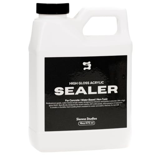 Acrylic Sealer for Concrete & Cement Crafts High Gloss Non-Toxic Water-Resistant Compatible with Jesmonite 16 oz