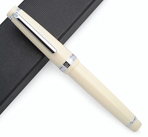Jinhao 82 - Penna stilografica con clip argentata (pennino F 0,5 mm, colore: bianco avorio