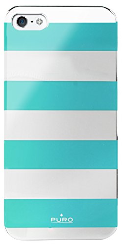 Puro IPC5STRIPELBL Cover Stripe Collection per iPhone 5/5S/Se, Argento/Azzurro