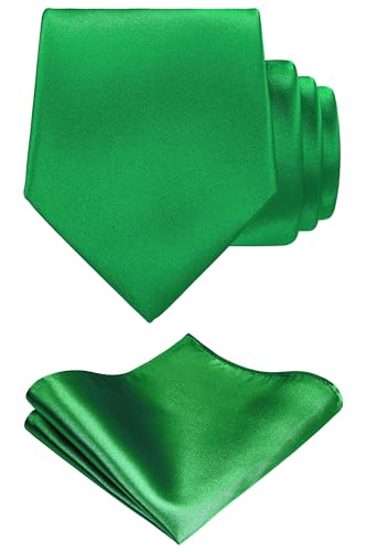 Image of TIE G Solid Satin Woven dyed Color Formal Black Necktie and Pocket Square Sets in Gift Box