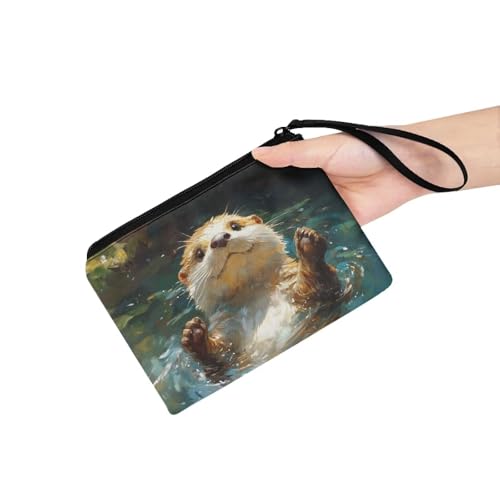 COEQINE Cute Sea Otter Wallet Women Small Wristlet for Girls Cin Purse with Zipper for Birthday Travel3