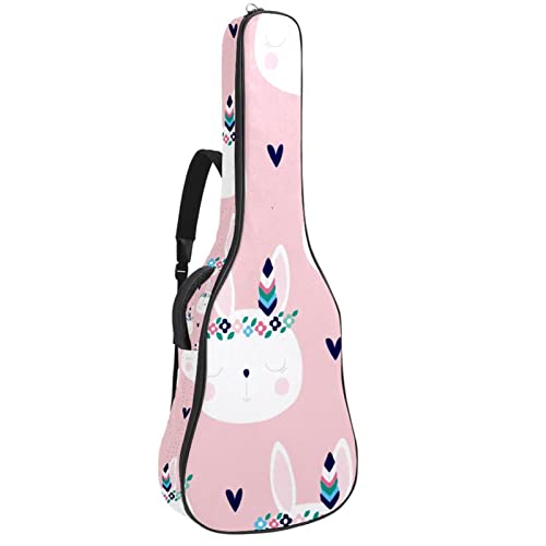 Housse de guitare acoustique étanche motif léopard jaune noir 42.9" avec organiseur