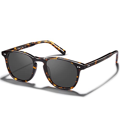 Image of CARFIA Cool Retro Acetate Polarized Sunglasses for Men UV Protection, Fashion Keyhole Driving Man Sunnies Square Male Eyewear