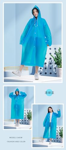 Image of Rain Ponchos for Adults, Reusable PEVA Rain Coats for Women Men Waterproof Lightweight Long Rain Jackets with Hood