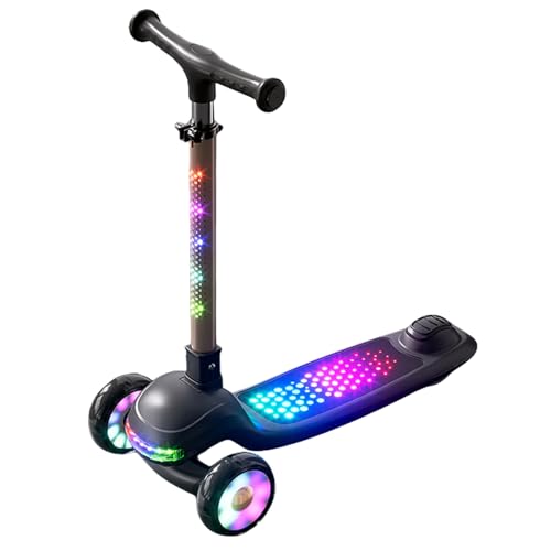 Patinete para niños, plegable, ligero, de 3 ruedas, con 4 alturas de manillar ajustables y frenos todo incluido para edades de 2 a 8 años (rosa)