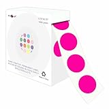 PARLAIM 3/4 Inch Round Permanent Adhesive Color-Code Dot Stickers,1000 Stickers Roll dots Label Dispenser Box Circle Stickers Labels(Fluorescent Pink)