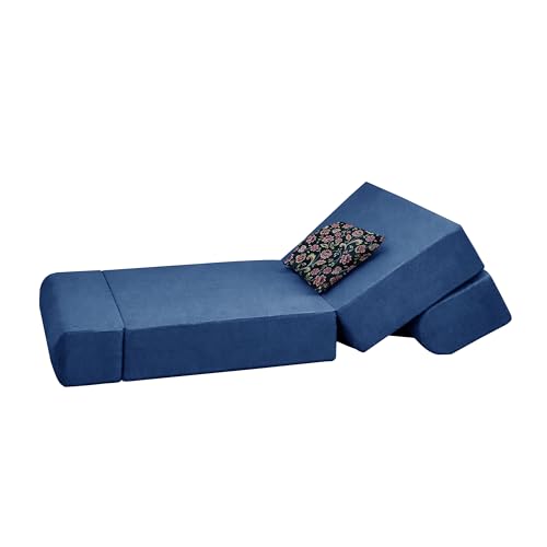 Image of Convertible 3 * 6 Single Seater Sofa Cum Bed | Foldable Sofa Bed for Apartments & Studio Rooms (Blue, URBANPRO)