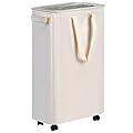 efluky Slim Laundry Hamper with Wheels, Rolling Laundry Basket for Clothes, Small Laundry Basket for Bedroom, Dorm and Laundry Room, 48L (12.7 Gallons) Beige