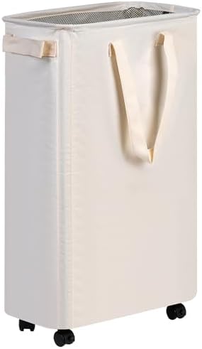 efluky Slim Laundry Hamper with Wheels, Rolling Laundry Basket fo...