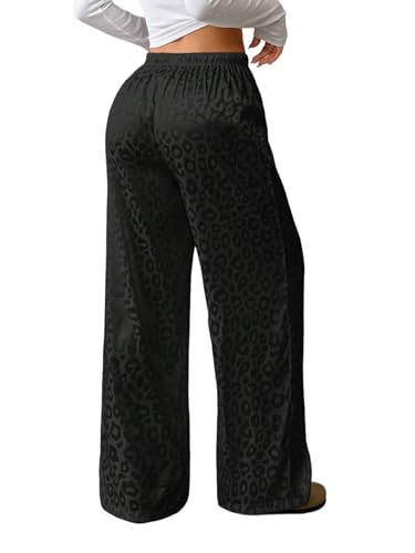 Pantalon de jogging ample femme à jambes larges et taille élastique fluide