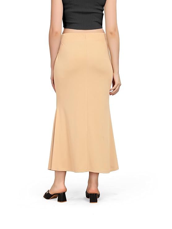 Image of Mogsa Women's Lycra Fishcut Saree Shapewear Petticoat - Tummy Control Slim Fit Stretchable Shaper Skirt with Drawstring & Side Slit for Sarees