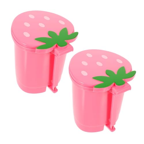 SOESFOUFU Cartoon Strawberry Design Wastebasket Sturdy Desktop Trash Can for Home Office
