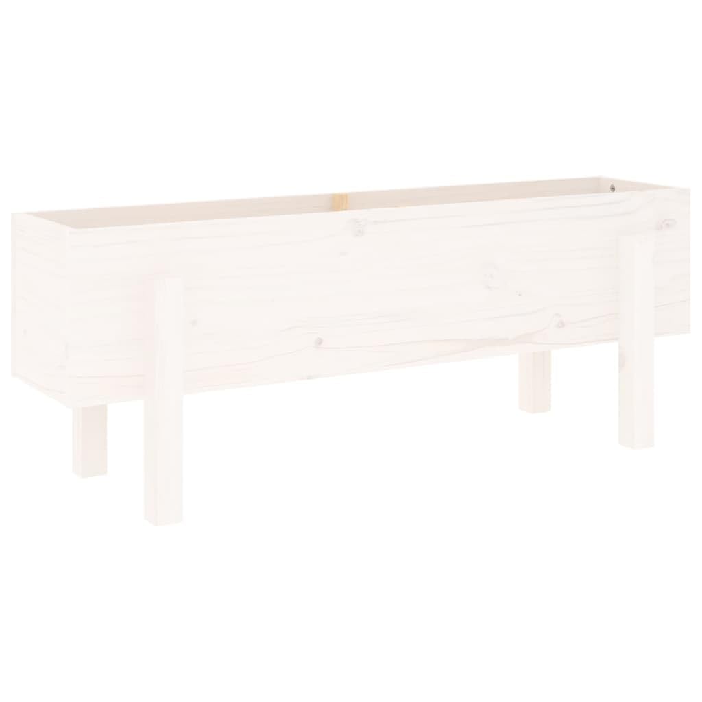 Podwyższona grządka, biała, lite drewno sosnowe, 101 x 30 x 38 cm, skrzynia ogrodowa na warzywa i kwiaty, do użytku na zewnątrz z dużym obszarem roślin, dekoracyjny kontener ogrodowy na balkon i taras
