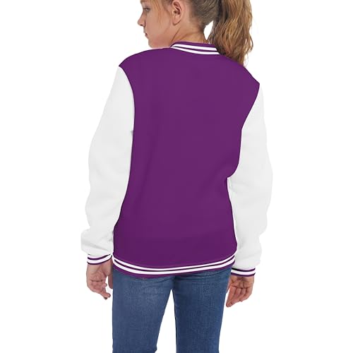 Image of Kids Baseball Jackets Boys Girls Fit Varsity Jacket Casual Lightweight Plain Button Cardigan School Coat