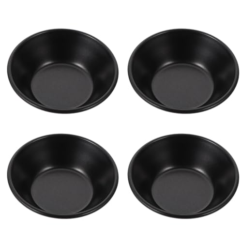 MUELODSIC Moldes Antiadherentes Redondos para Hornear 4 Piezas, Molde para Tartaletas de Silicona Negra, Aptos para Cupcakes, Pudines y Postres en Cocina Doméstica